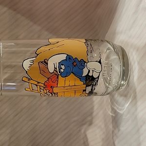 Vintage Hefty Smurf 1982 Hardee's Collectible Smurfs Glass